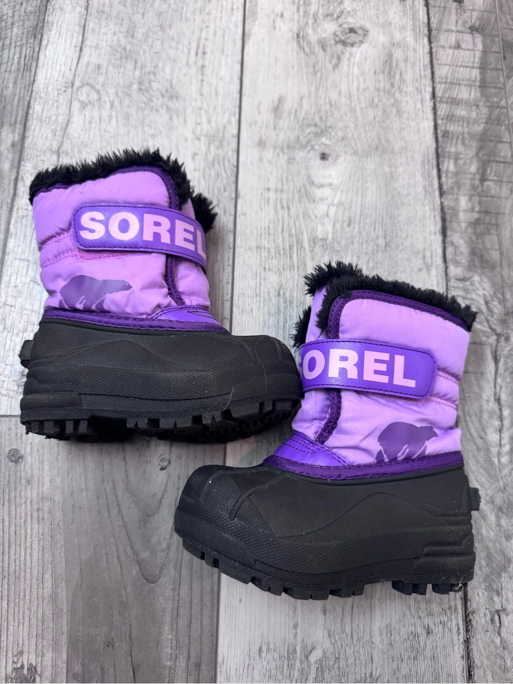 Sorel Snow Commander Toddler 7 Purple Black Winter Boots NV5190-514 Waterproof
